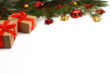 Christmas and New Year composition with festive decorations