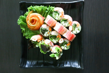 rice roll, fresh roll or vegetable roll