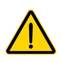 Attention exclamation warning hazard yellow danger sign isolated on white with clipping path