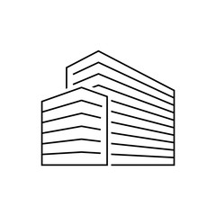 Office buildings isometric outline illustration on white background