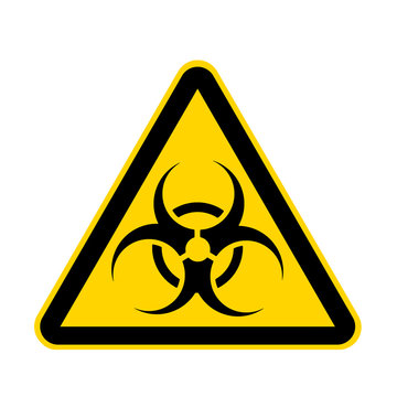 Bio-hazard yellow danger sign isolated on white with clipping path