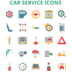 Car Service Without Outline With Color Iconset
