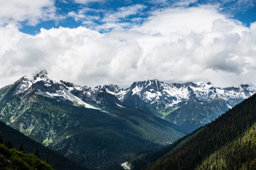 Scenic view while hiking on the Great Glacier Trail, in Glacier National Park, British Columbia