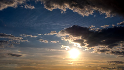 Low sun on a rural landscape bin Wiltshire, uk
