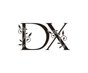 Initial letter D and X, DX, vintage Logo Icon, classy black letter monogram logo icon suitable for boutique,restaurant, wedding service, hotel or business identity.