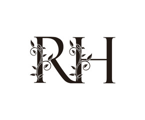 Initial letter R and H, RH, vintage Logo Icon, classy black letter monogram logo icon suitable for boutique,restaurant, wedding service, hotel or business identity.