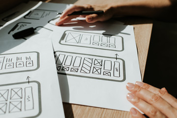 UX mobile application wireframe. Sketch, prototype, framework, layout future app design project....