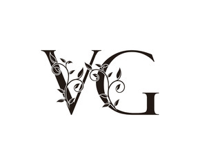 Initial letter V and G, VG, vintage Logo Icon, classy black letter monogram logo icon suitable for boutique,restaurant, wedding service, hotel or business identity.