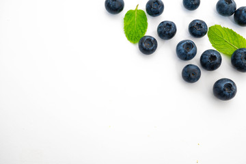 blueberries on white background