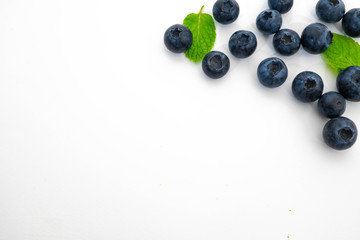 blueberries on white background