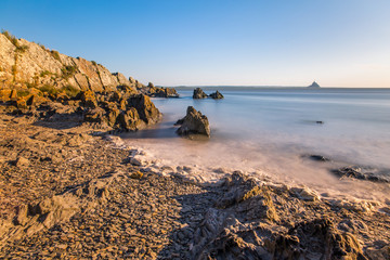Atlantic Ocean Water Flowing in Mont Saint-Michel Bay in Normandy France