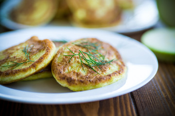 vegetable fritters made from green zucchini in a plate