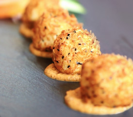 close up of Indian cuisine deep fried balls crunchy bites