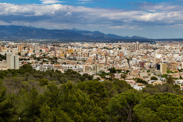 Fototapeta na wymiar Scenic view from castle Bellver at Palma on balearic island Mallorca, Spain on a sunny day