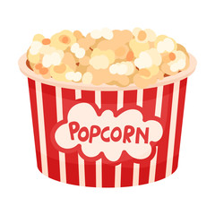 Large bucket of popcorn. Vector illustration on a white background.