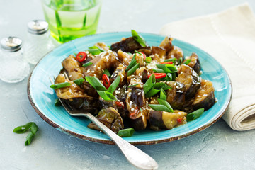 Chinese vegetables in sweet and sour sauce. Selective focus