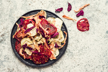 Healthy organic homemade vegetable chips