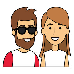 young couple urban style characters
