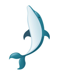 Blue dolphin cartoon sea animal design flat vector illustration isolated on white background