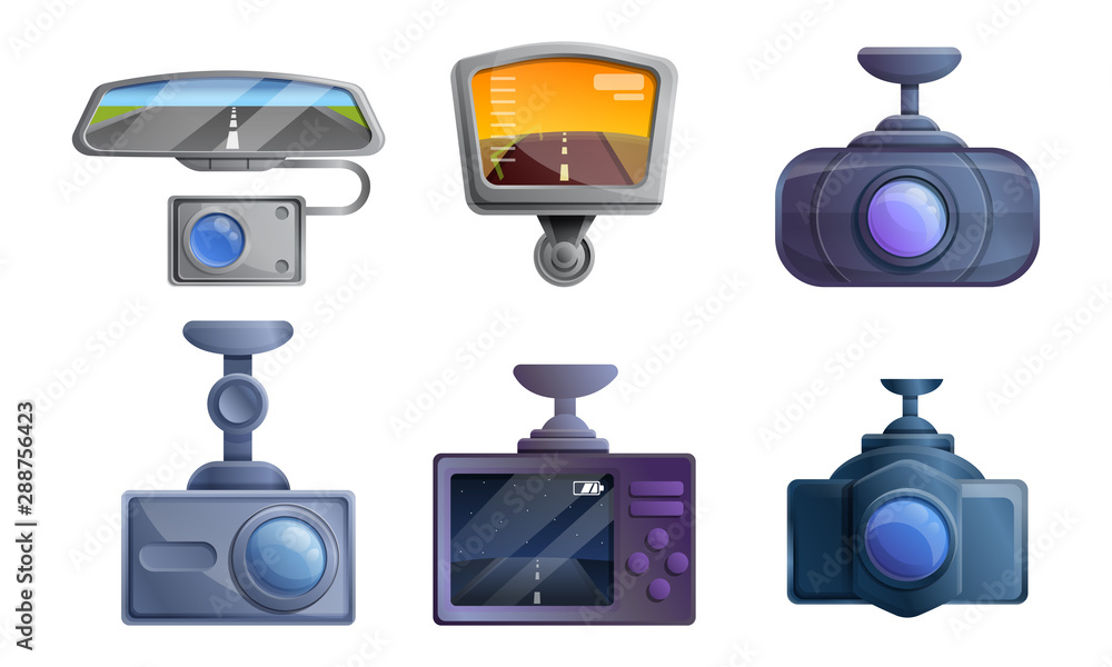 Poster dvr icons set. cartoon set of dvr vector icons for web design