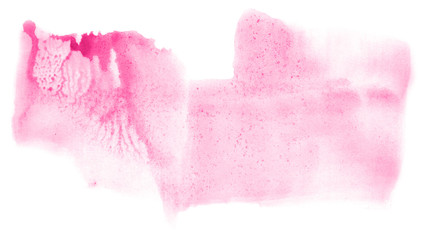 Abstract watercolor background hand-drawn on paper. Volumetric smoke elements. Pink color. For design, web, card, text, decoration, surfaces.