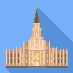 Naklejka premium Catholic temple icon. Flat illustration of catholic temple vector icon for web design