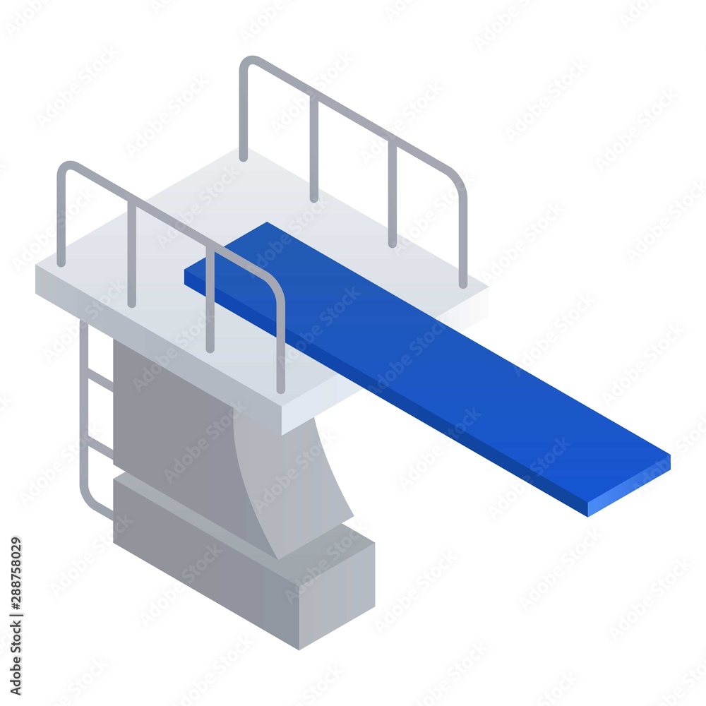 Poster diving board icon. isometric of diving board vector icon for web design isolated on white background