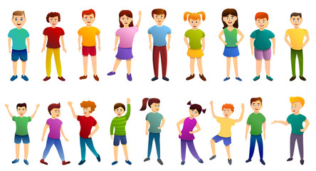 Kindergarten icons set. Cartoon set of kindergarten vector icons for web design