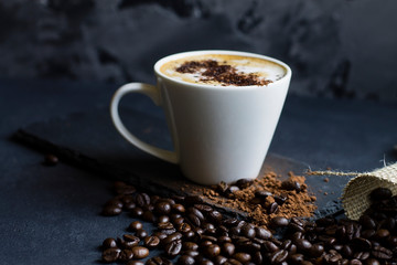 cappuccino, cocoa, coffee beans