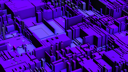 3D render. Purple abstract background. Geometrical figure.