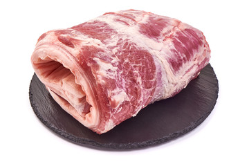 Meat pork roll, porchetta recipe, isolated on white background