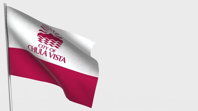 Chula Vista California waving flag animation on Flagpole.