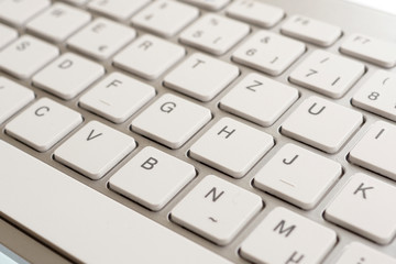 Close-up of a grey computer keyboard