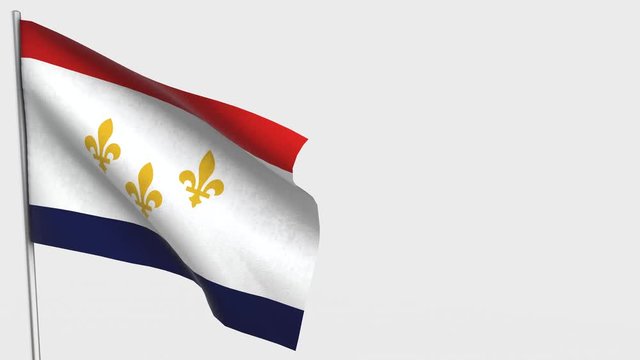 New Orleans Louisiana waving flag animation on Flagpole.