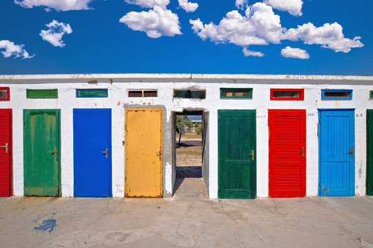 Jadrija beach colorful cabins view