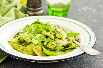 zucchini salad with arugula pesto.