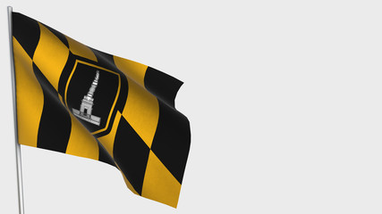 Fototapeta na wymiar Baltimore City waving flag illustration on flagpole.