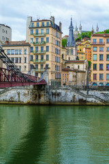 Fototapeta na wymiar Saint-Vincent bridge, over the Saone river, in Lyon