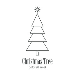 Logotipo con texto Christmas Tree con árbol abstracto con varias ramas lineal en color gris