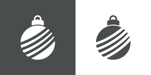 Icono plano bola de navidad con lineas en diagonal en gris y blanco © teracreonte