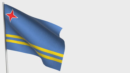 Aruba waving flag illustration on flagpole.