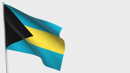 Bahamas waving flag illustration on flagpole.