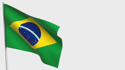 Brazil waving flag illustration on flagpole.