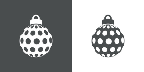 Icono plano bola de navidad con patrón de círculos en gris y blanco
