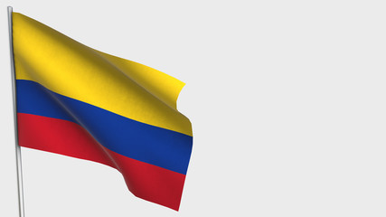 Fototapeta premium Colombia waving flag illustration on flagpole.