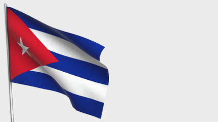 Cuba waving flag illustration on flagpole.