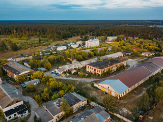 Old abandoned industrial area of former Soviet prison colony