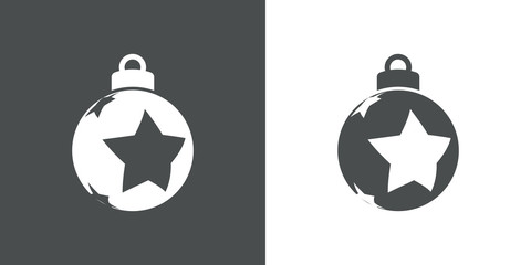 Icono plano bola de navidad con 3 estrellas en gris y blanco