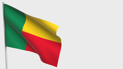 Benin waving flag illustration on flagpole.