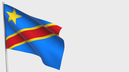 Democratic Republic Of Congo waving flag illustration on flagpole.